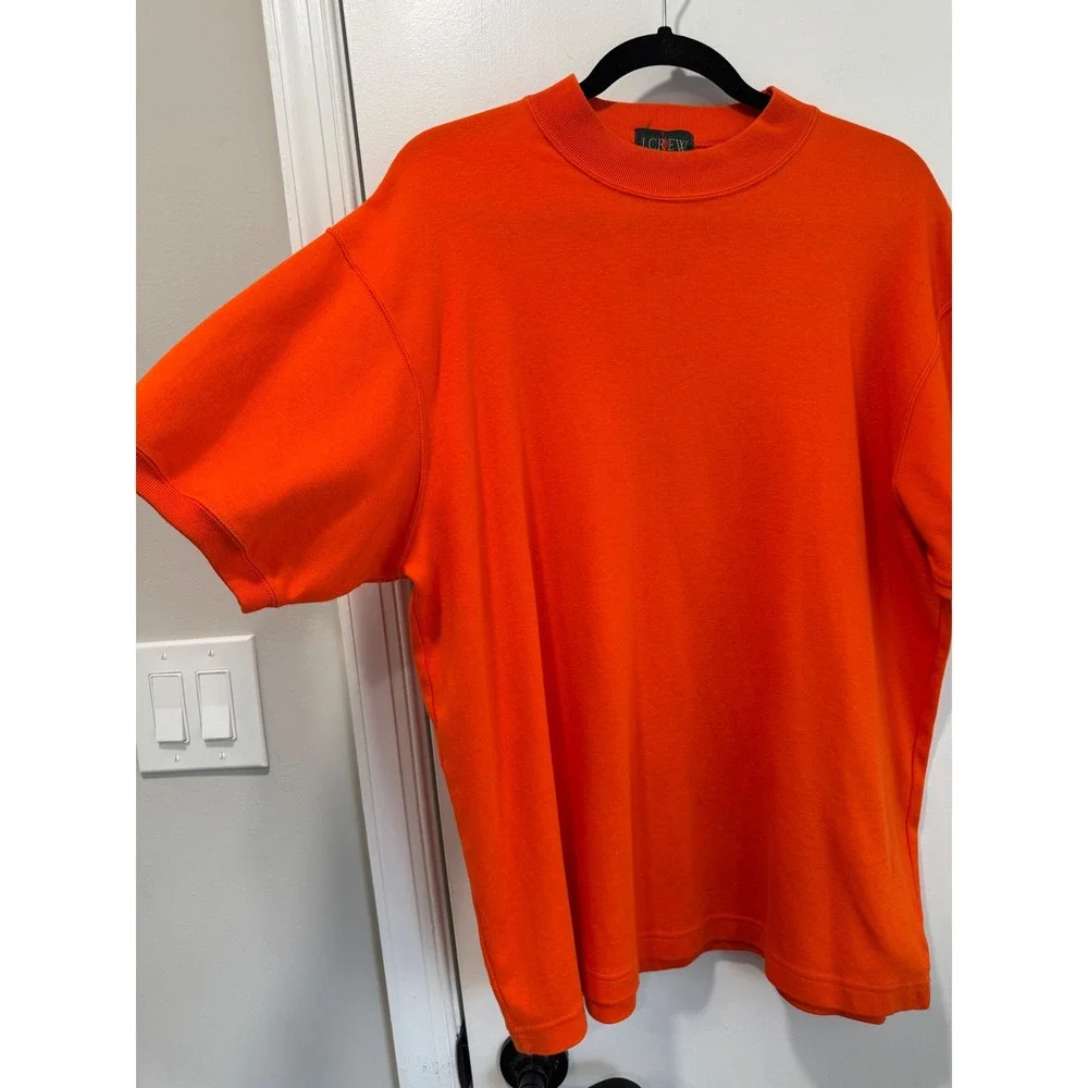 Vintage J. Crew Oarsman Orange Short‎ Sleeve 100% Cotton Mens Large